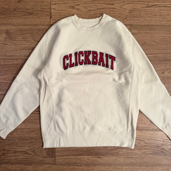 Fanjoy Other - David Dobrik Clickbait FanJoy Cream Crewneck Pullover Sweater Mens Large EUC